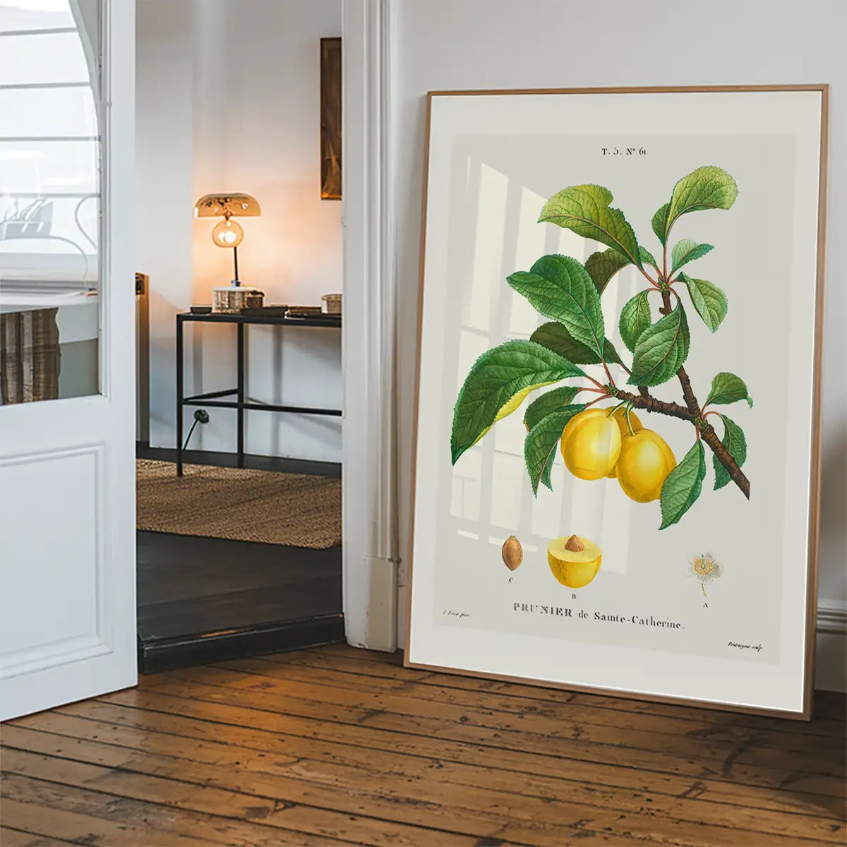 Yellow Plum Branch Antique Vintage Fruit Print