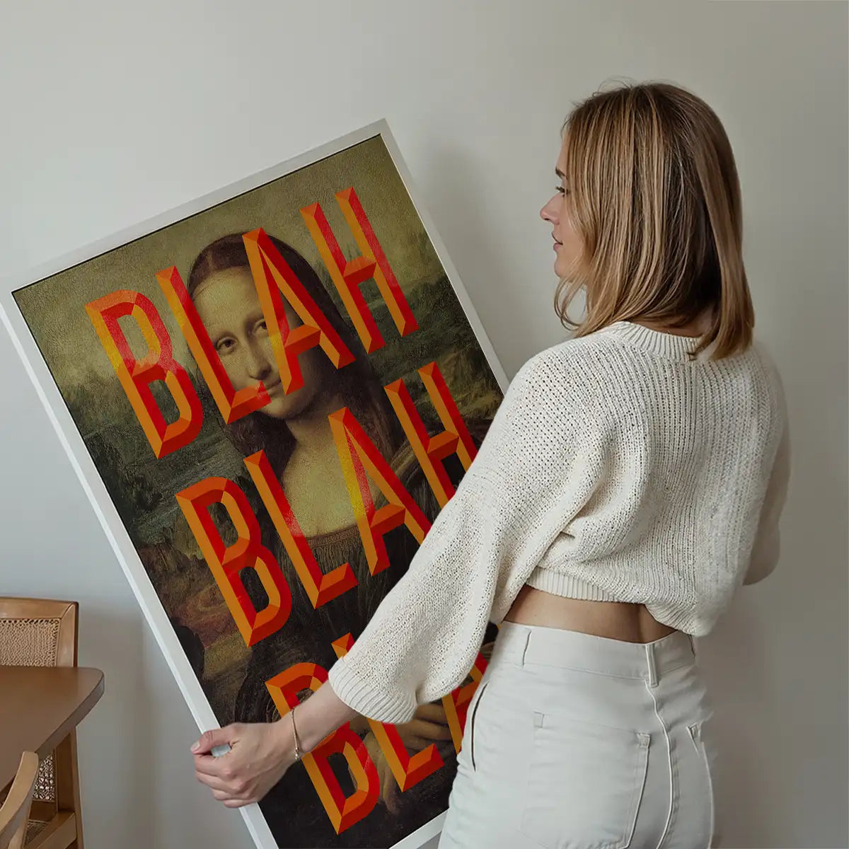 Orange Moaning Mona Blah Blah Blah Print