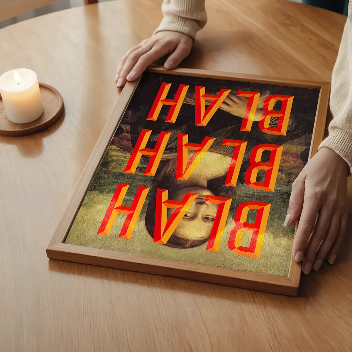 Orange Moaning Mona Blah Blah Blah Print