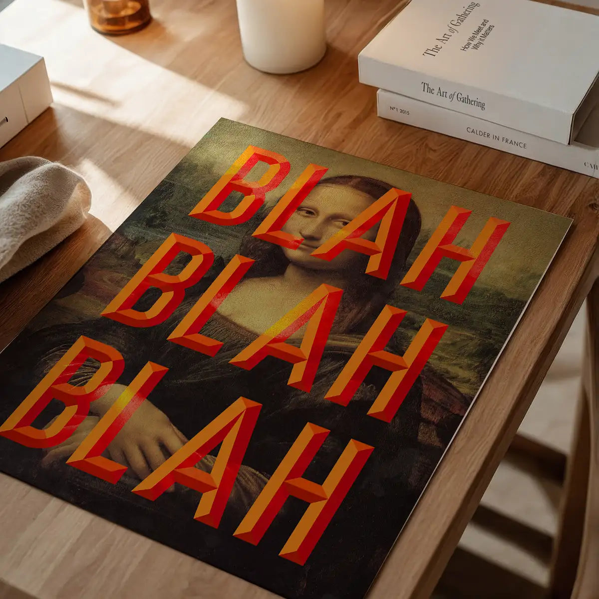Orange Moaning Mona Blah Blah Blah Print