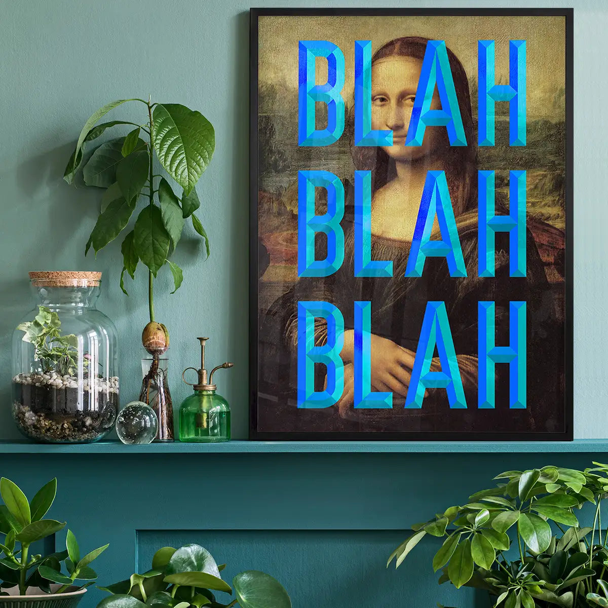 Blue Moaning Mona Blah Blah Blah Print