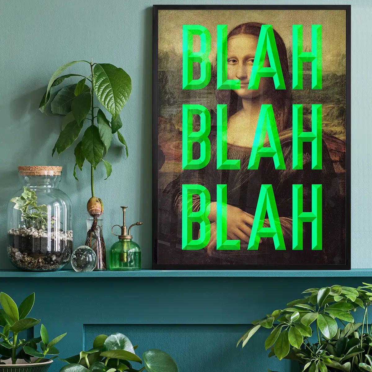 Green Moaning Mona Blah Blah Blah Print