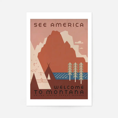 See America Montana Vintage Travel Tourism Poster Print