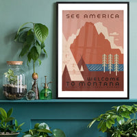 See America Montana Vintage Travel Tourism Poster Print