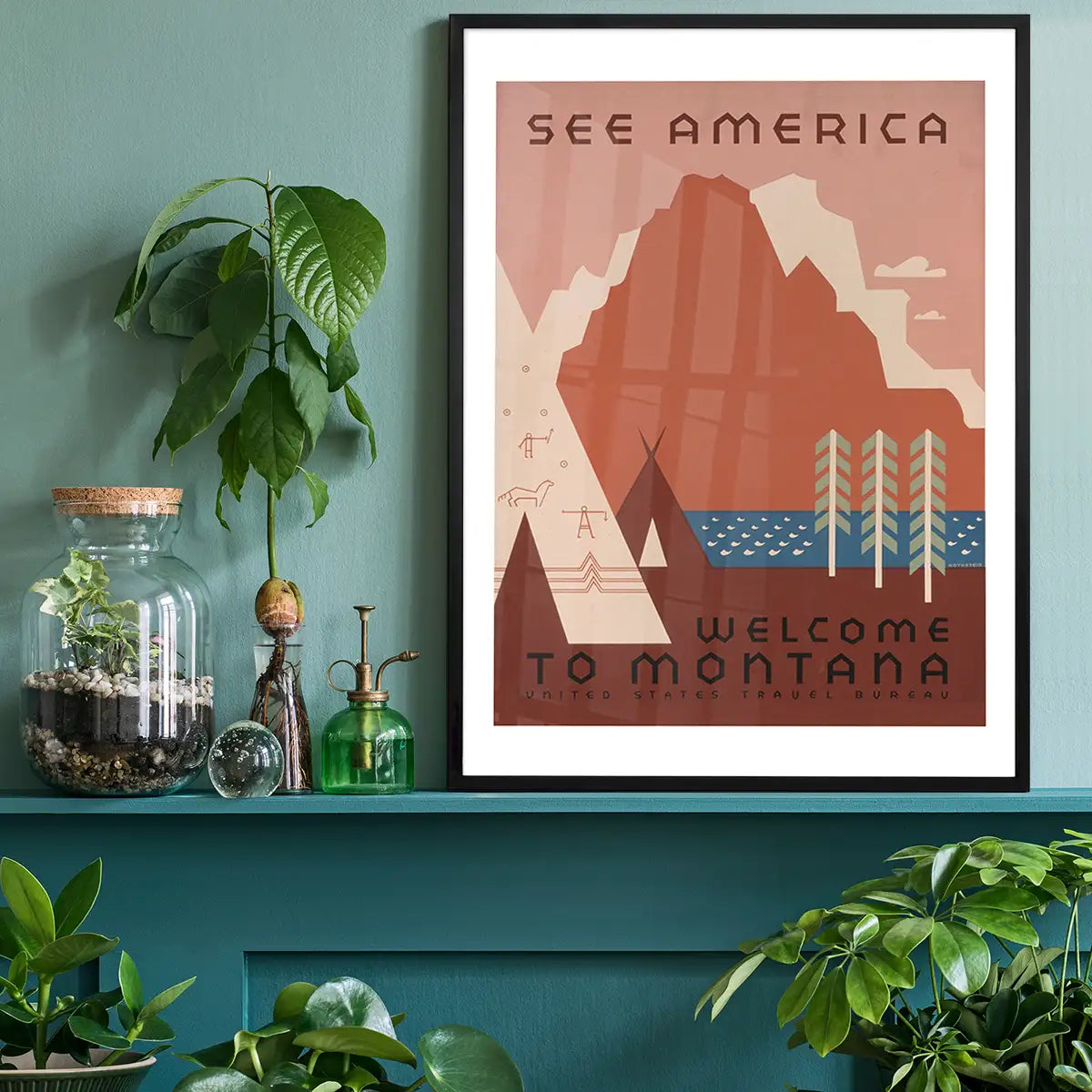 See America Montana Vintage Travel Tourism Poster Print
