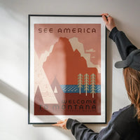 See America Montana Vintage Travel Tourism Poster Print