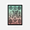 Lichens Pink and Teal Vintage Antique Print