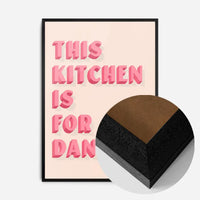 This Kitchen Is For Dancing Block Pink Quote Print