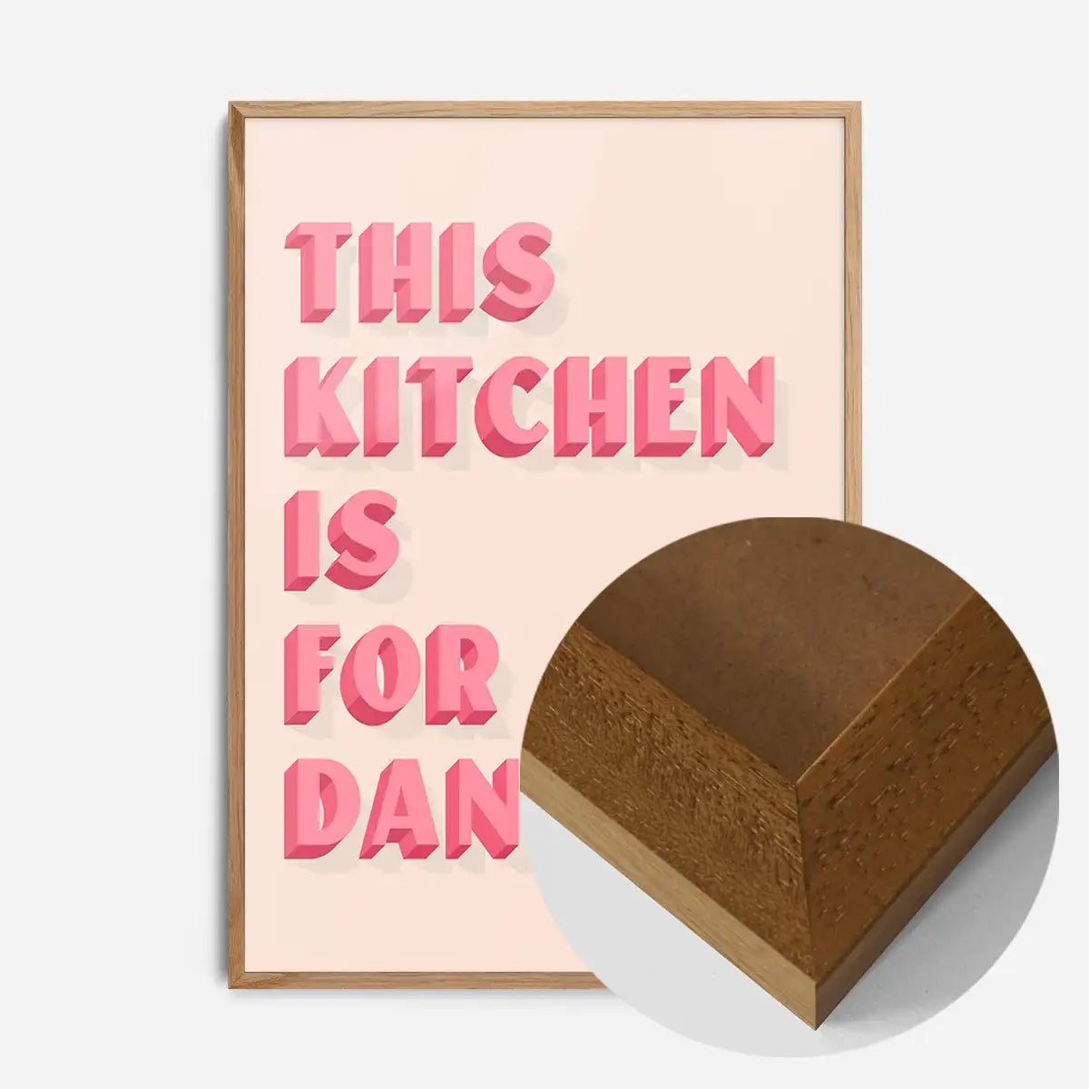 This Kitchen Is For Dancing Block Pink Quote Print