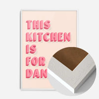 This Kitchen Is For Dancing Block Pink Quote Print