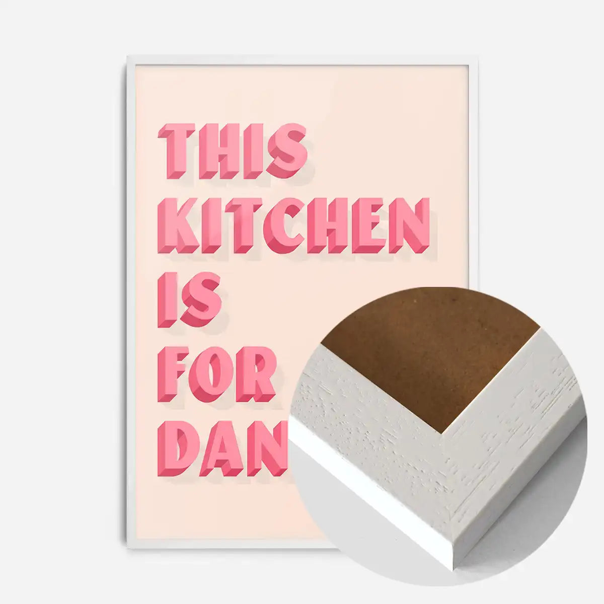 This Kitchen Is For Dancing Block Pink Quote Print