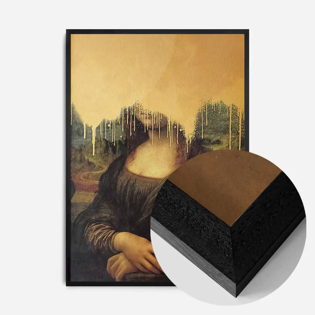 Drippy Mona Lisa Gold Graffiti Print