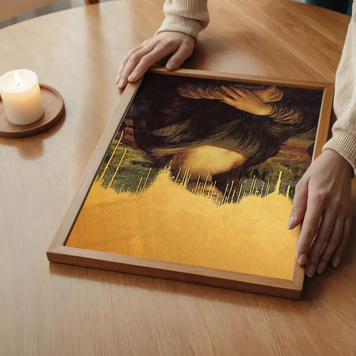 Drippy Mona Lisa Gold Graffiti Print