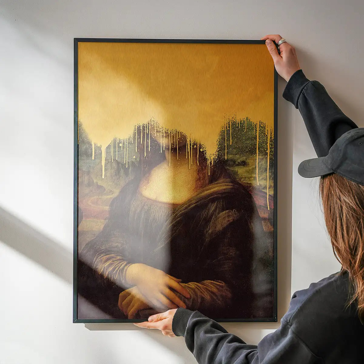 Drippy Mona Lisa Gold Graffiti Print
