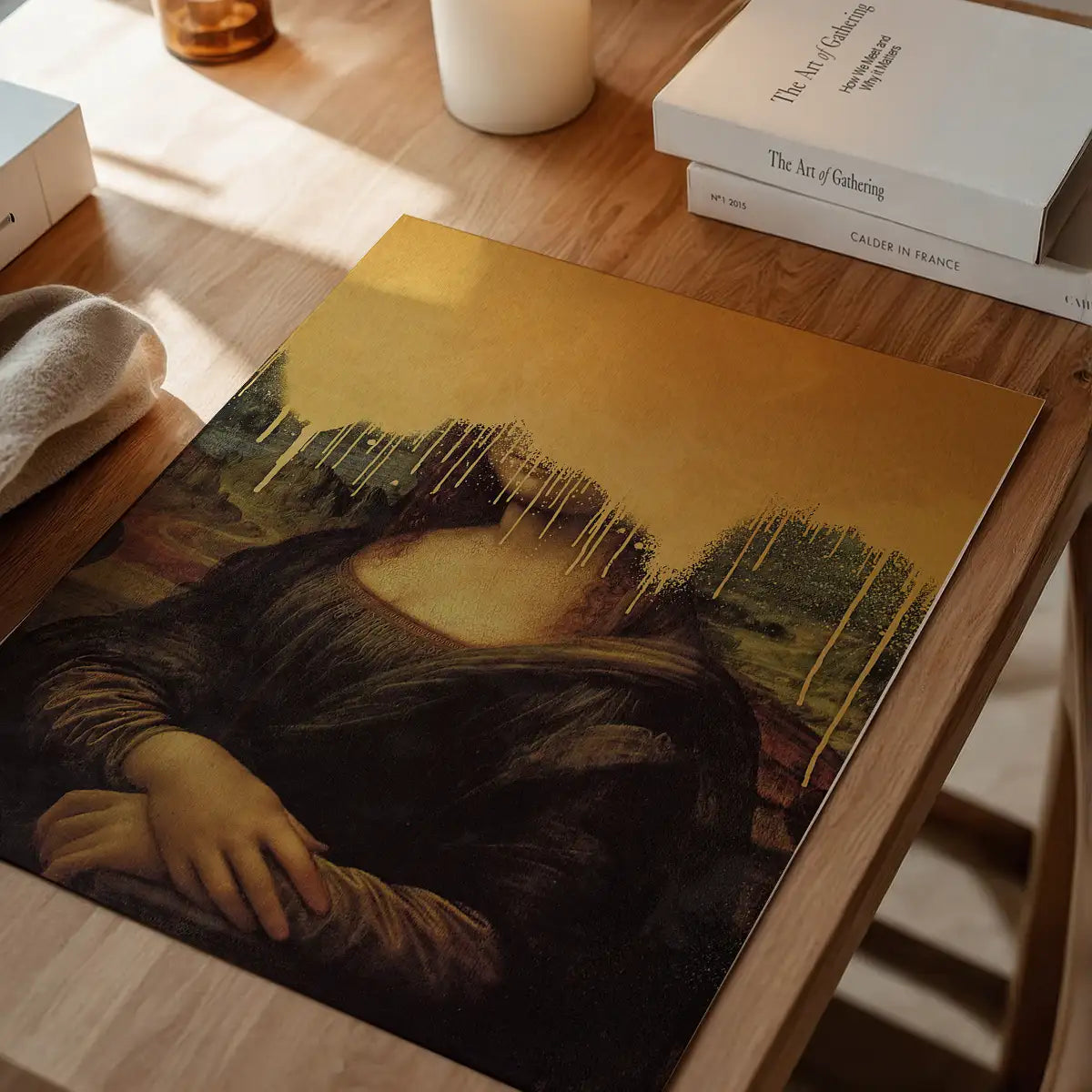 Drippy Mona Lisa Gold Graffiti Print