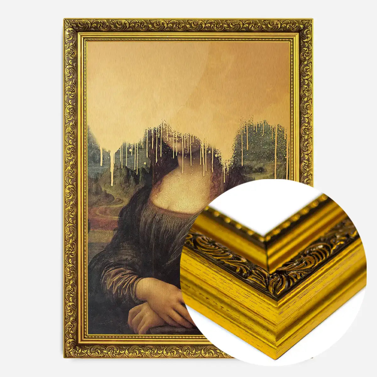 Drippy Mona Lisa Gold Graffiti Print