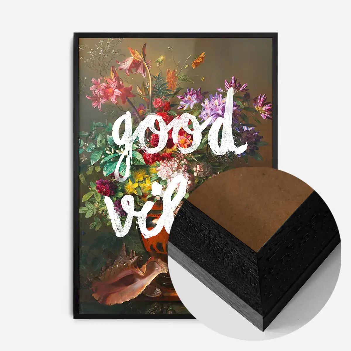 Good Vibes Floral Painting Altered Art Print