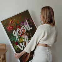 Good Vibes Floral Painting Altered Art Print