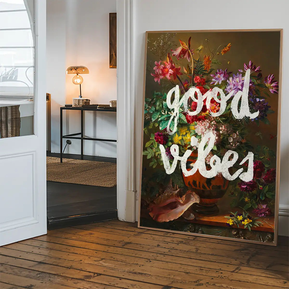 Good Vibes Floral Painting Altered Art Print