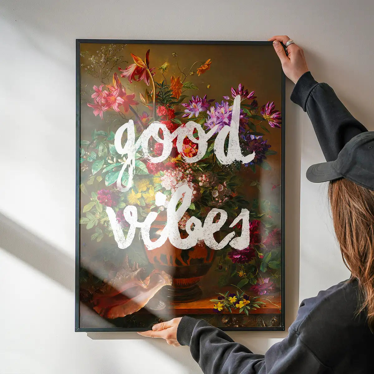 Good Vibes Floral Painting Altered Art Print