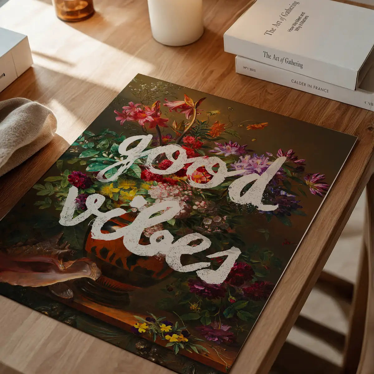 Good Vibes Floral Painting Altered Art Print