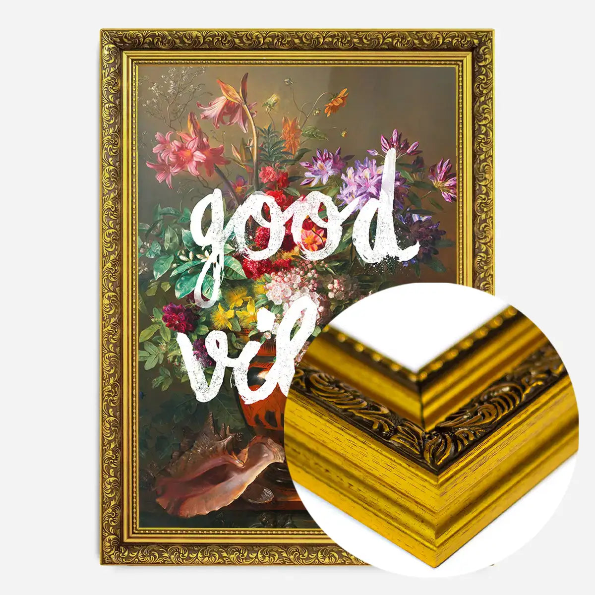 Good Vibes Floral Painting Altered Art Print