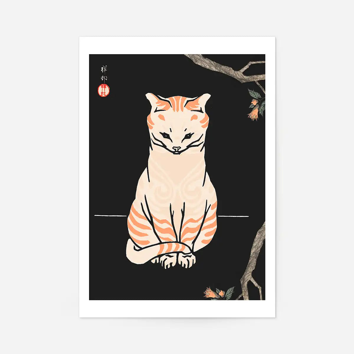 Japanese Cat Vintage Antique Style Print