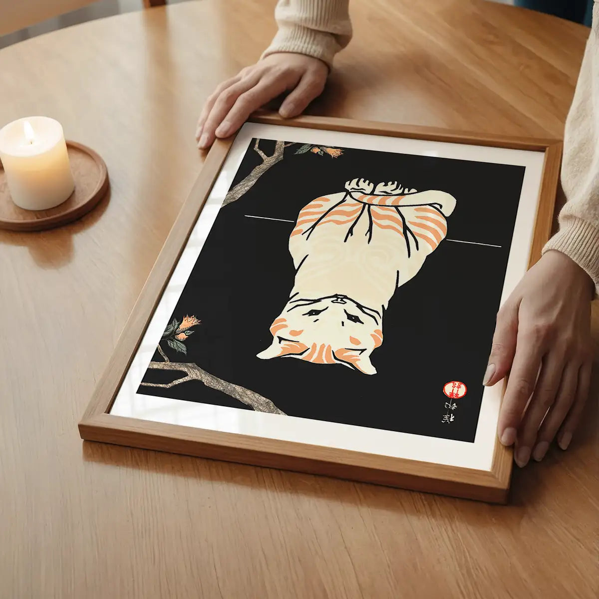 Japanese Cat Vintage Antique Style Print