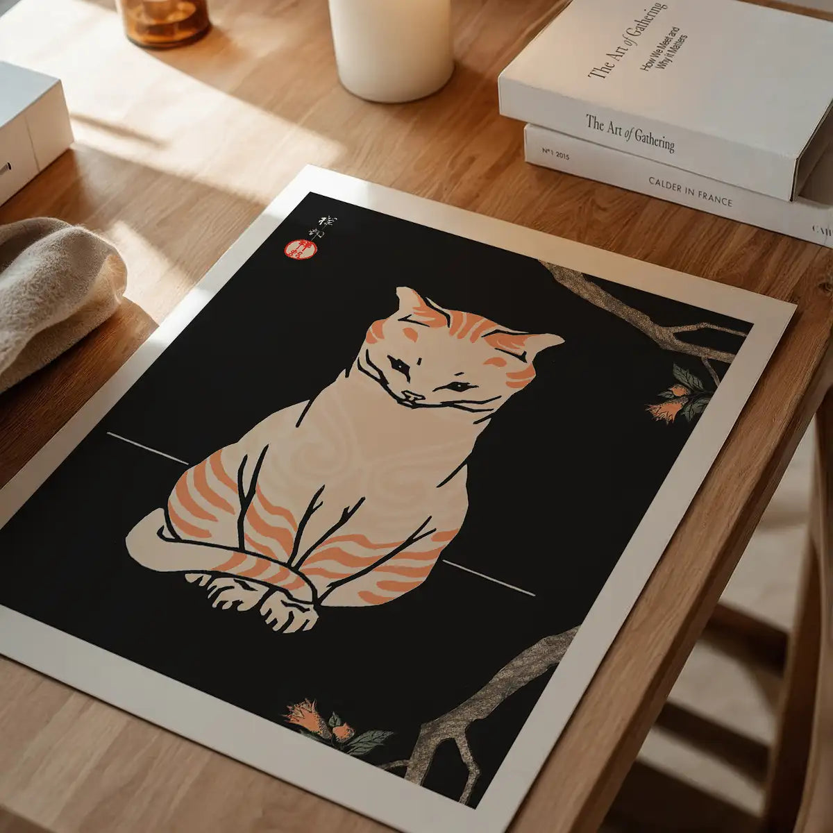 Japanese Cat Vintage Antique Style Print