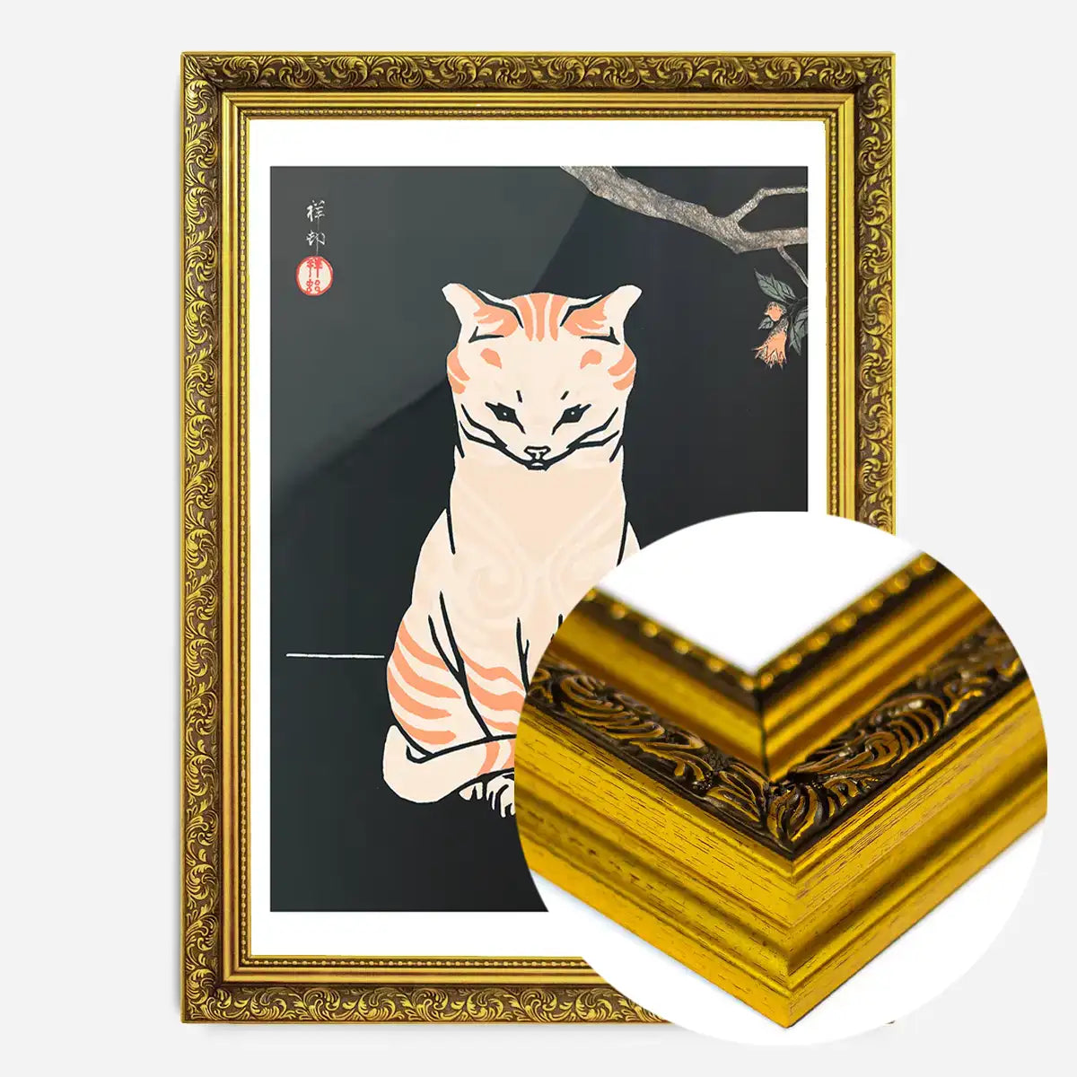 Japanese Cat Vintage Antique Style Print