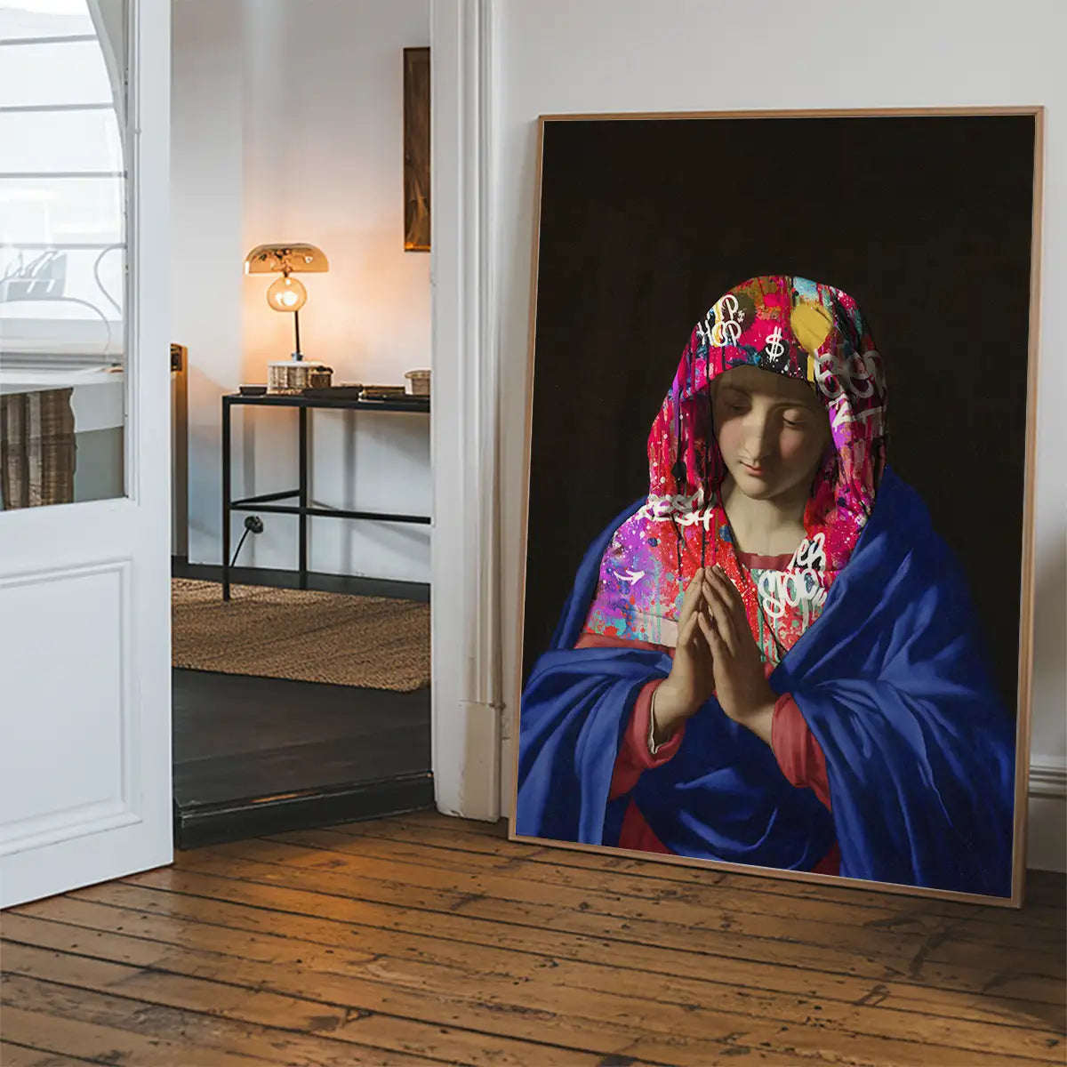 Virgin Mary Graffiti Hood Print