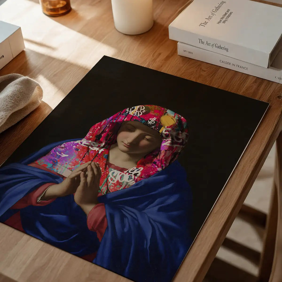 Virgin Mary Graffiti Hood Print