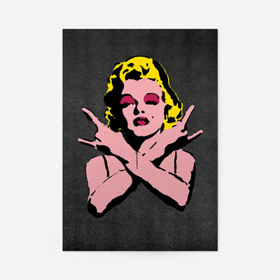 Marilyn Monroe Rock N Roll Stencil Art Graffiti Black Print