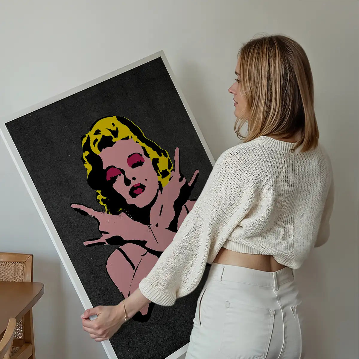 Marilyn Monroe Rock N Roll Stencil Art Graffiti Black Print