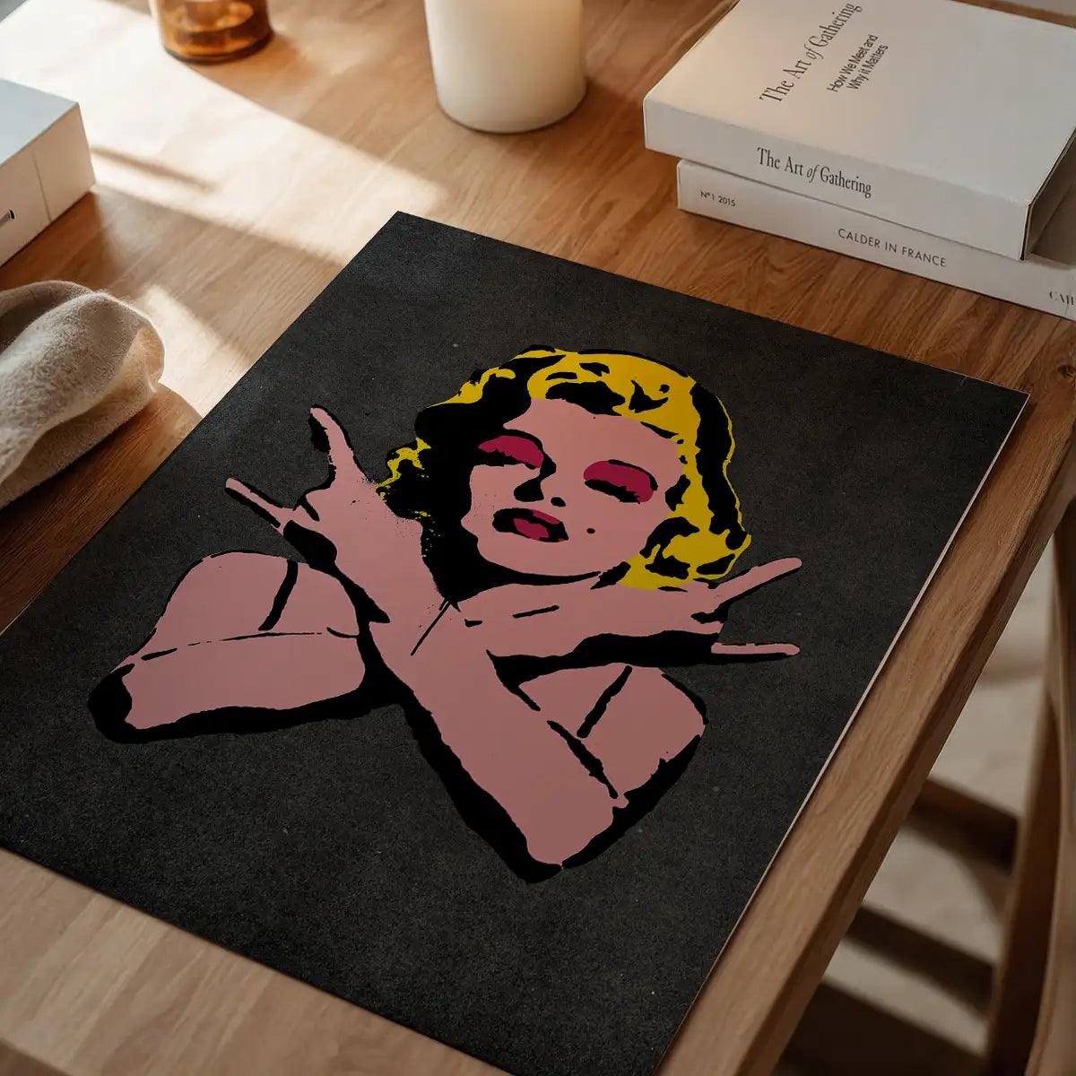 Marilyn Monroe Rock N Roll Stencil Art Graffiti Black Print