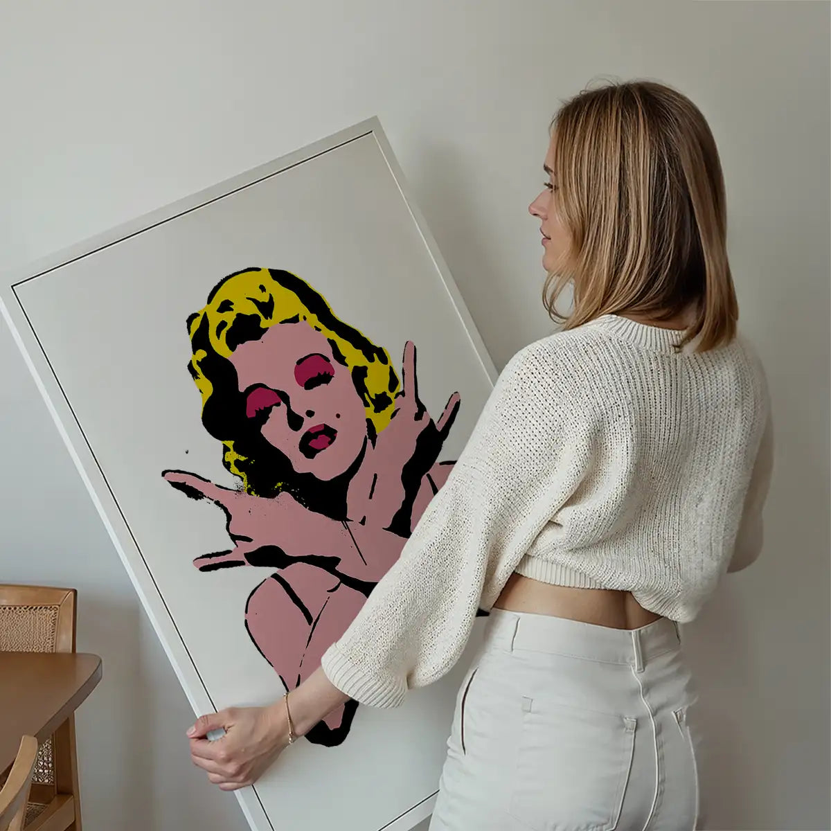 Marilyn Monroe Rock N Roll Stencil Art Graffiti White Print