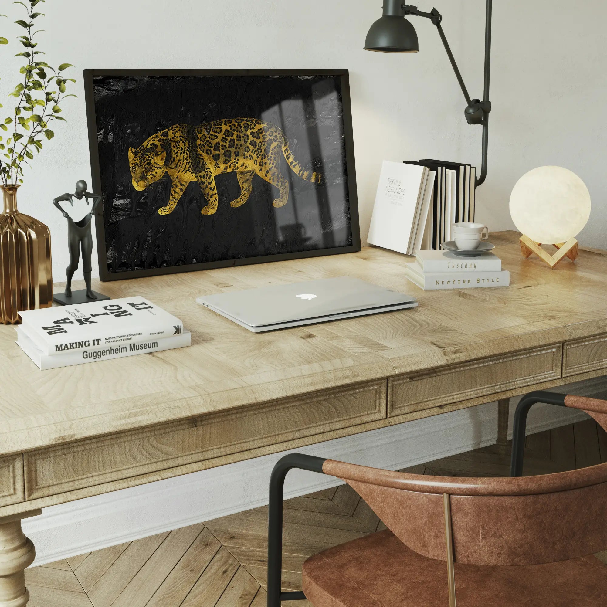 Gold Leopard Vintage Style Print