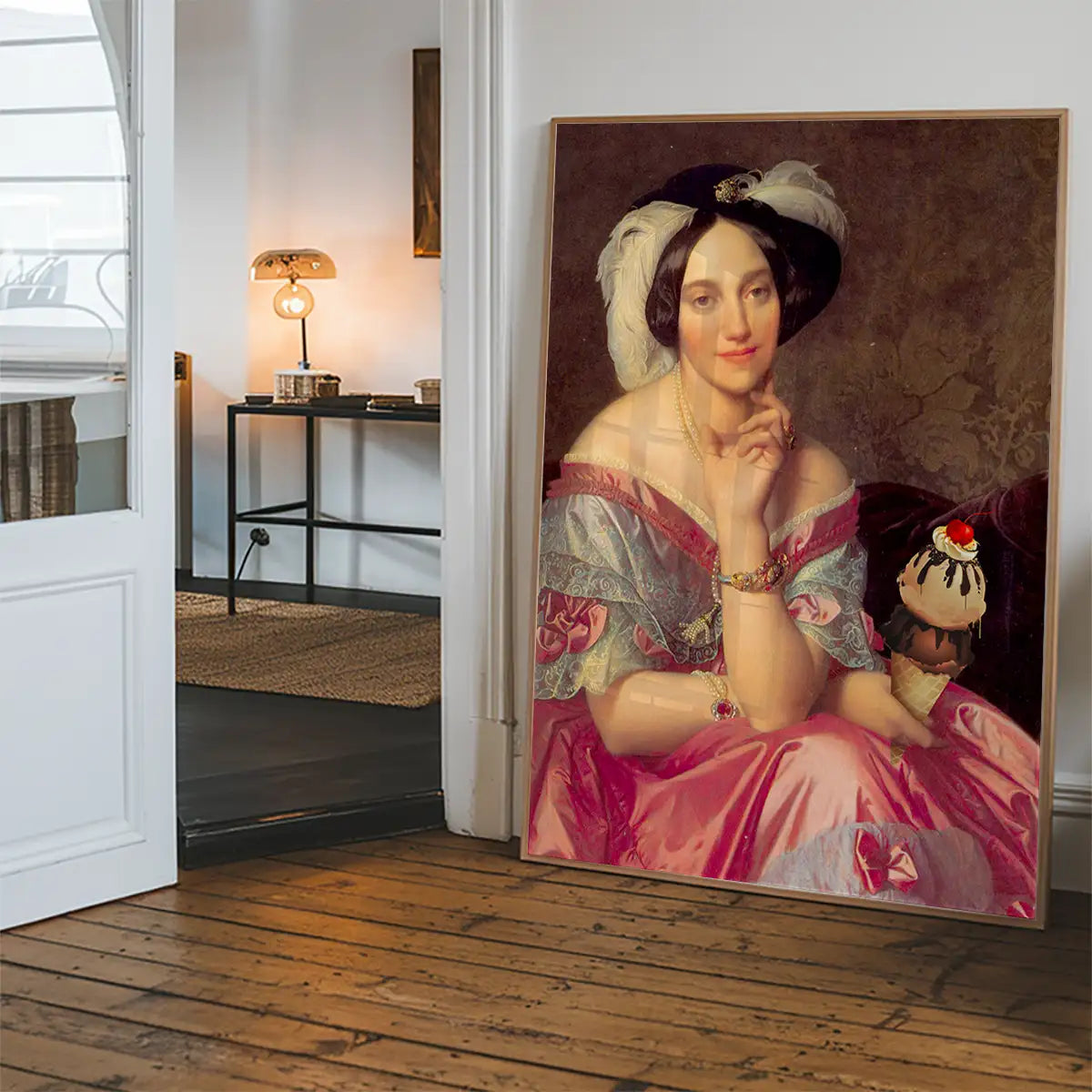 Ice Cream Lady Altered Art Print
