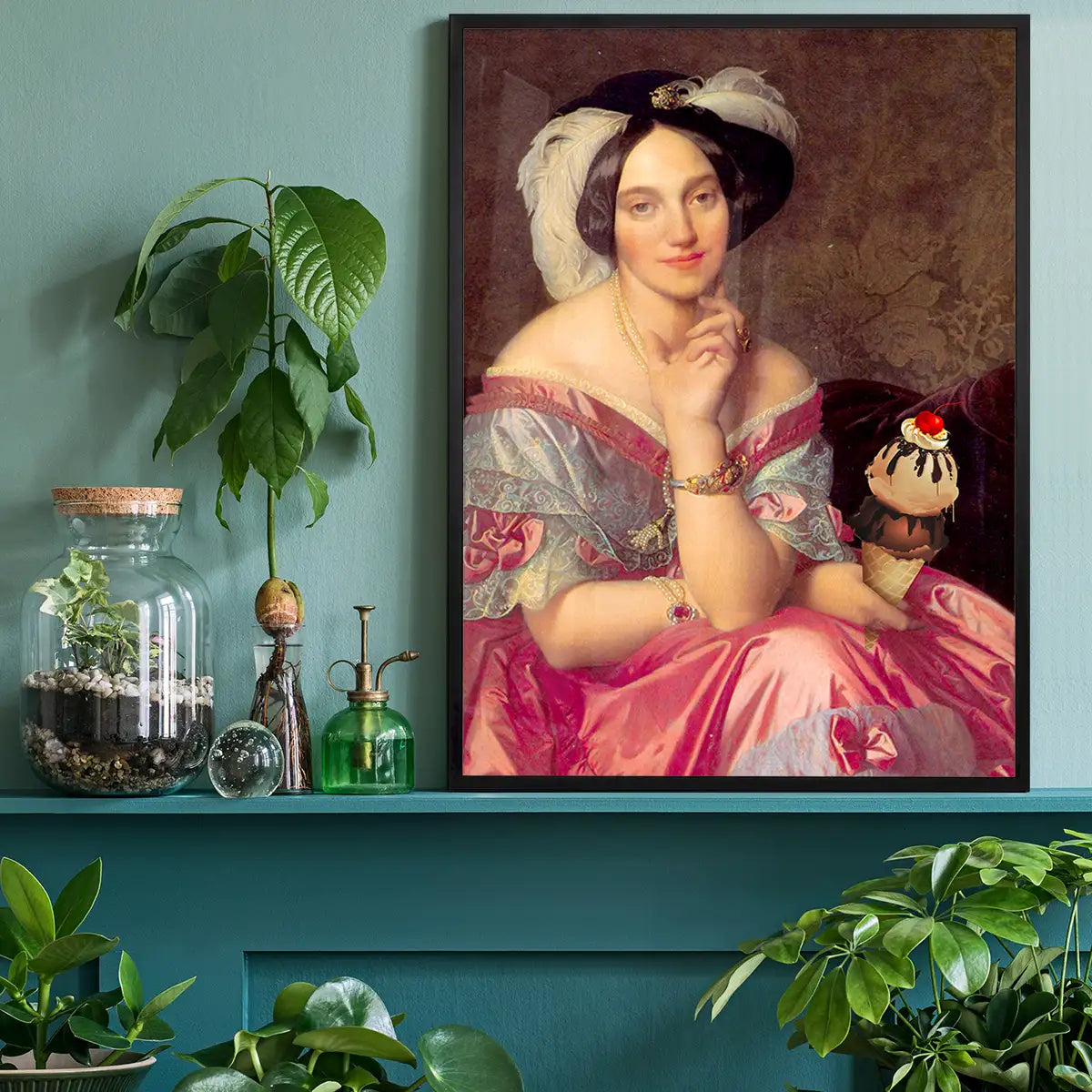 Ice Cream Lady Altered Art Print