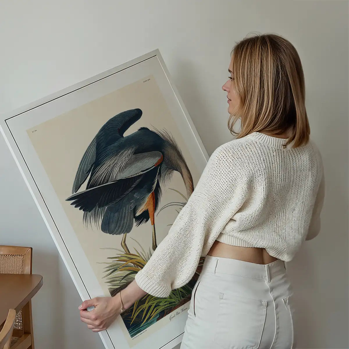 Blue Heron Vintage Antique Bird Print