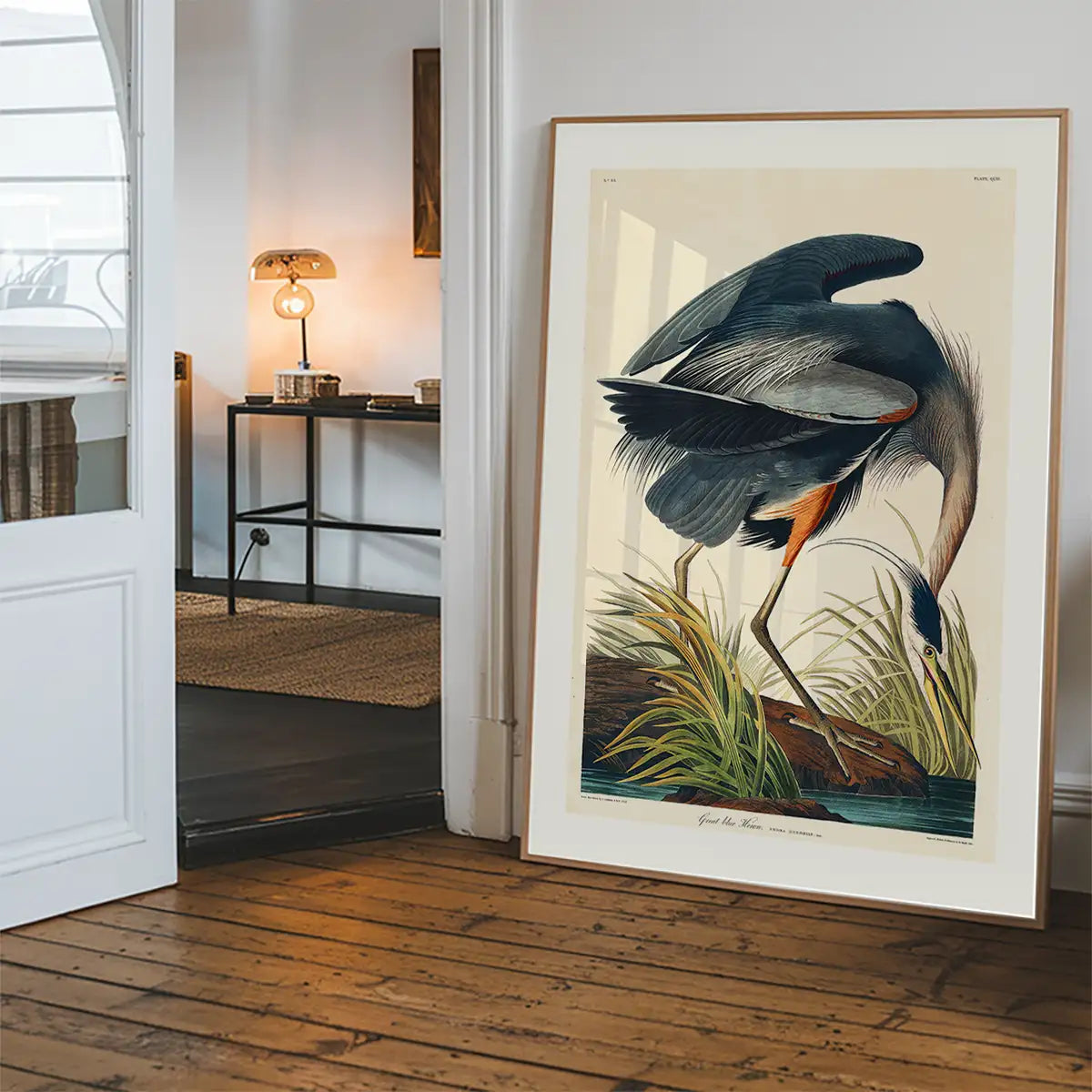 Blue Heron Vintage Antique Bird Print
