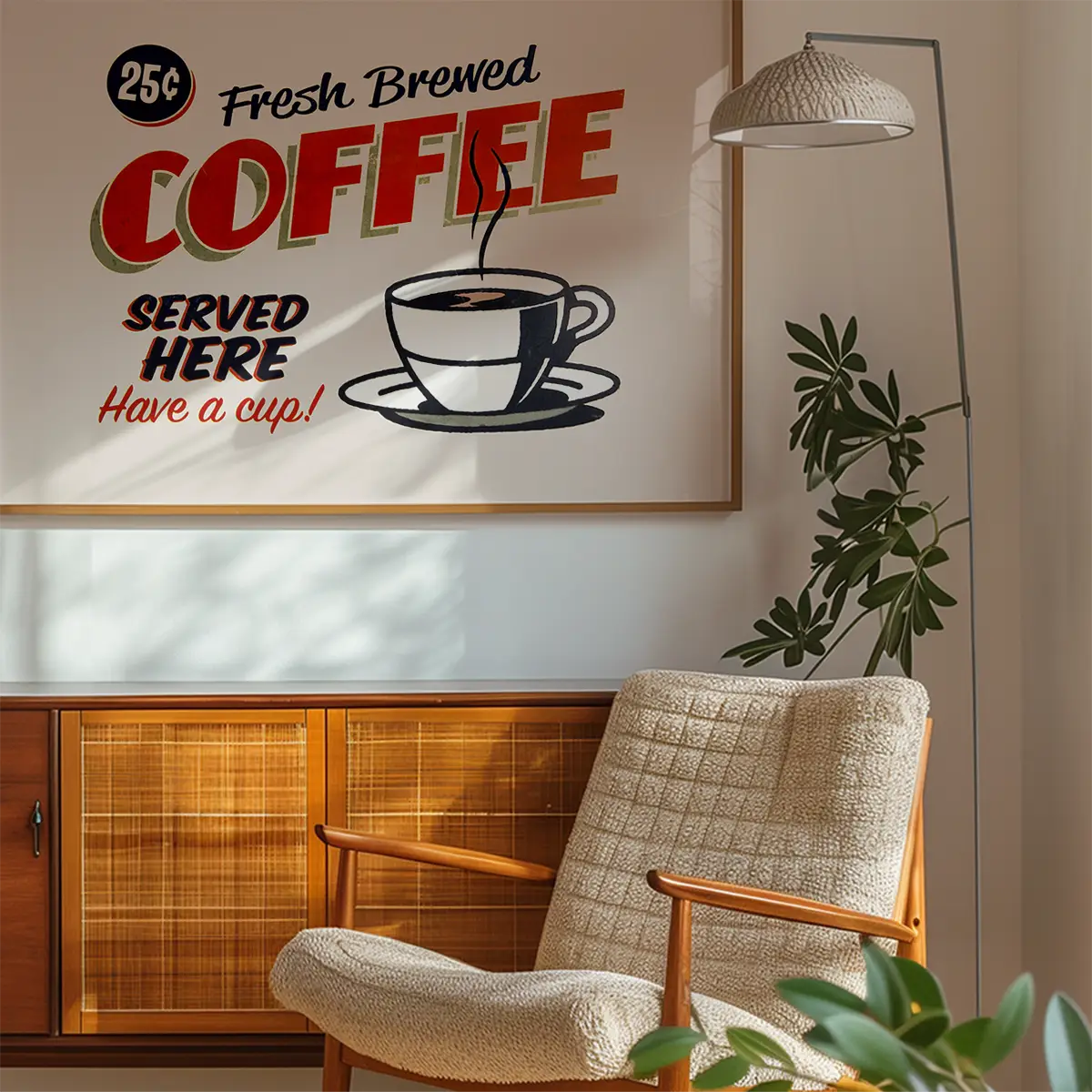 Fresh Coffee Served Here Sign Print