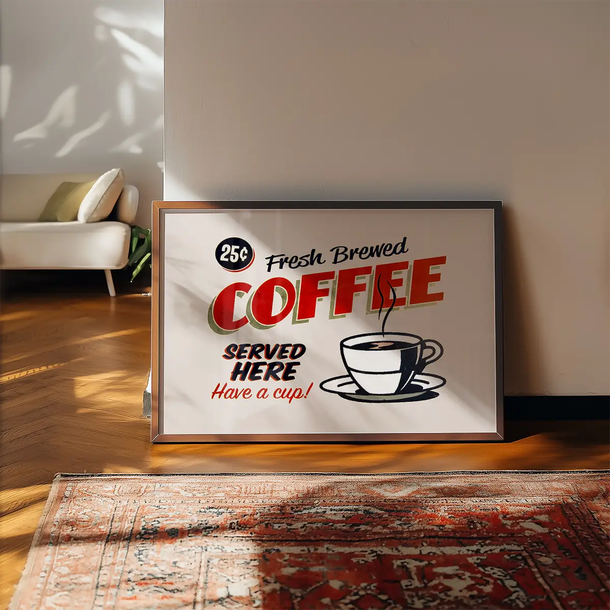 Fresh Coffee Served Here Sign Print