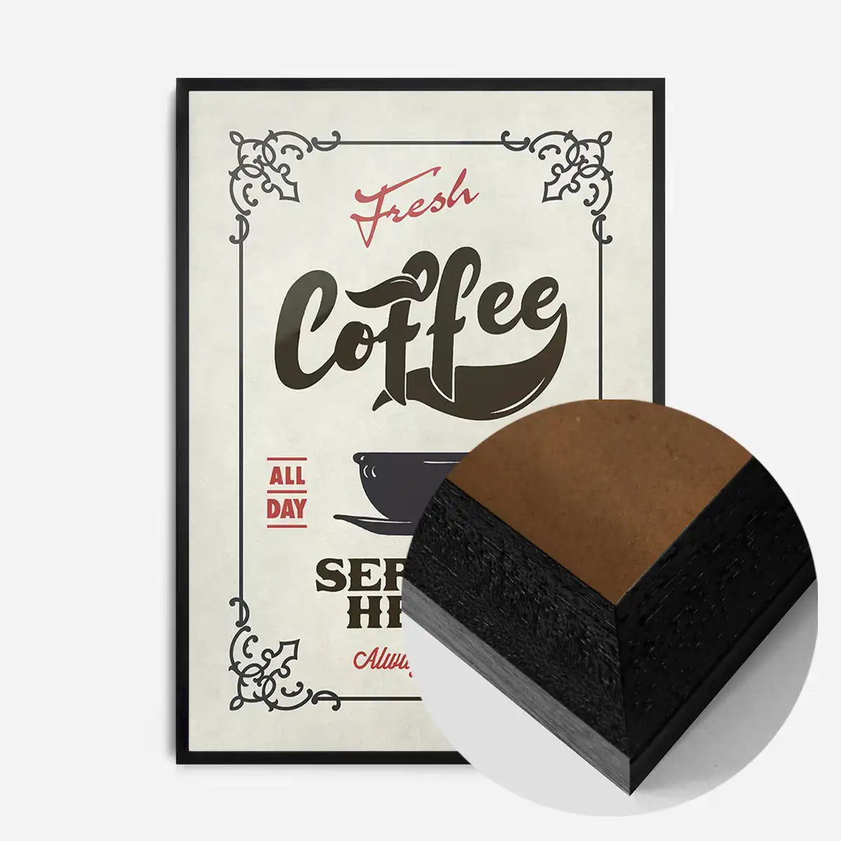 Fresh Coffee Served Here Colour Print