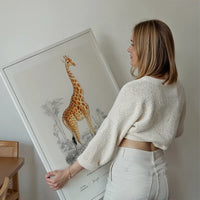 Giraffe Vintage Antique Print