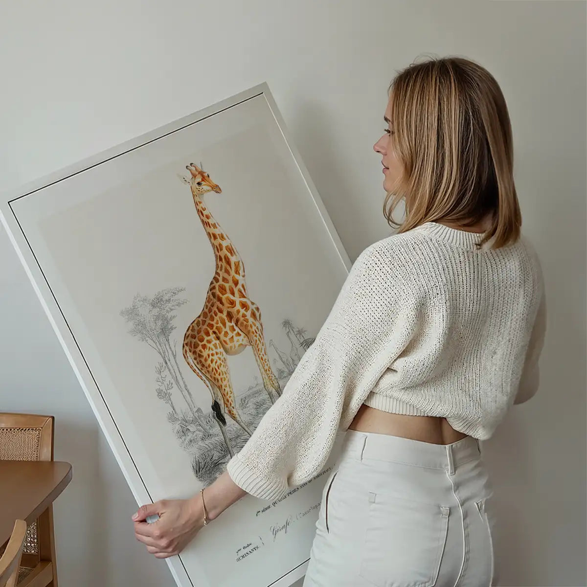 Giraffe Vintage Antique Print