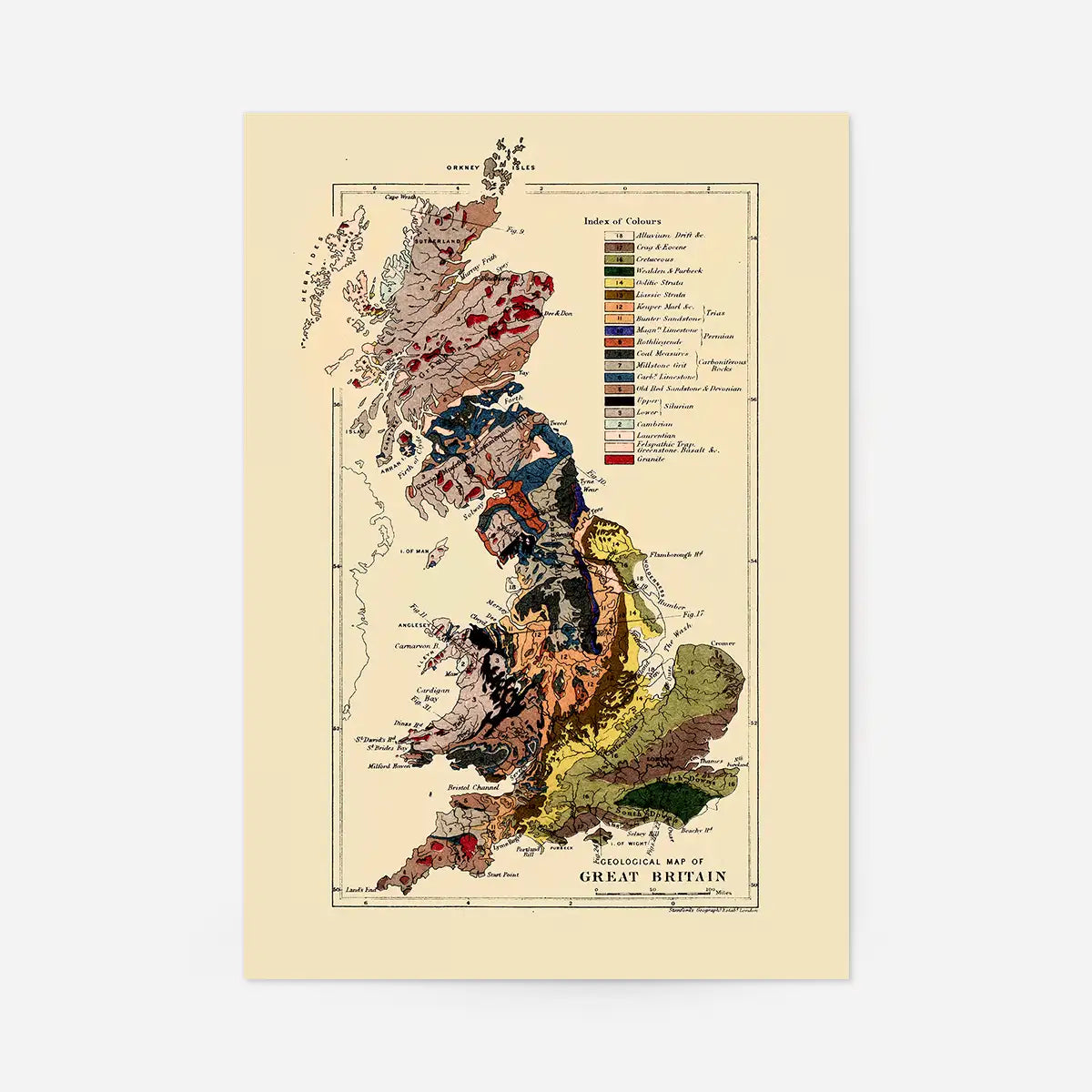 Great Britain Vintage Antique Map Print