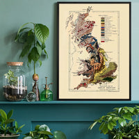 Great Britain Vintage Antique Map Print