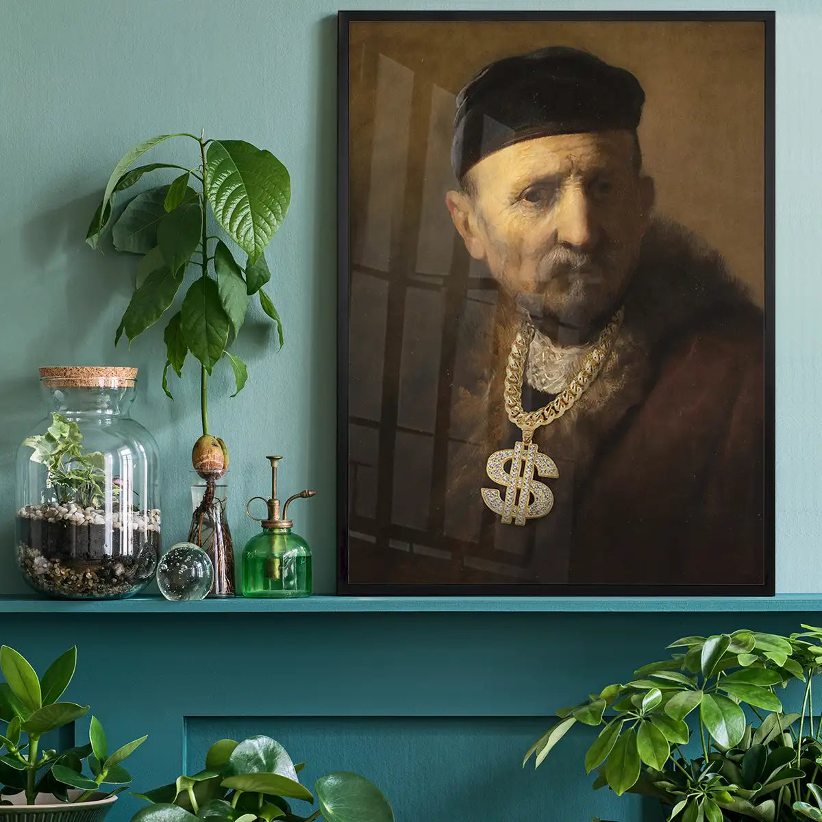 Gold Rap Chain Altered Art Print