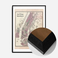 New York Brooklyn Vintage Antique Map Print